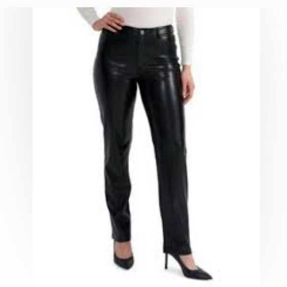 Joie Black Straight Leg Faux Leather Pants Size 10 NWOT - Picture 2 of 5
